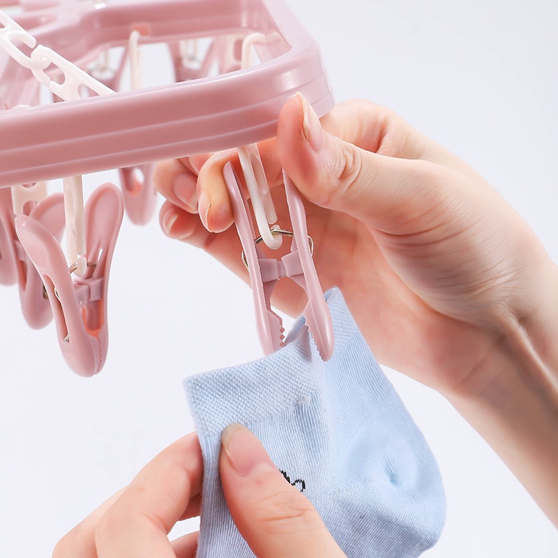 Móc chùm phơi quần áo, đồ baby, tã, đồ nhỏ 32 kẹp tiện dụng dành cho gia đình