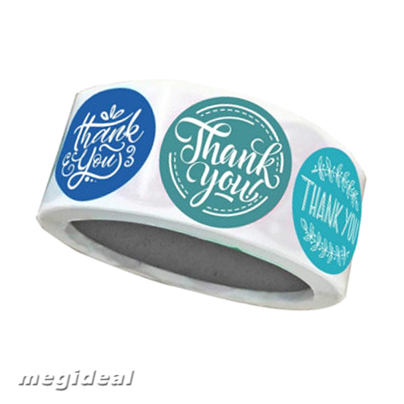 [MEGIDEAL] 1 Roll Thank You Packaging Stickers Round Floral Labels DIY Craft 1 inch