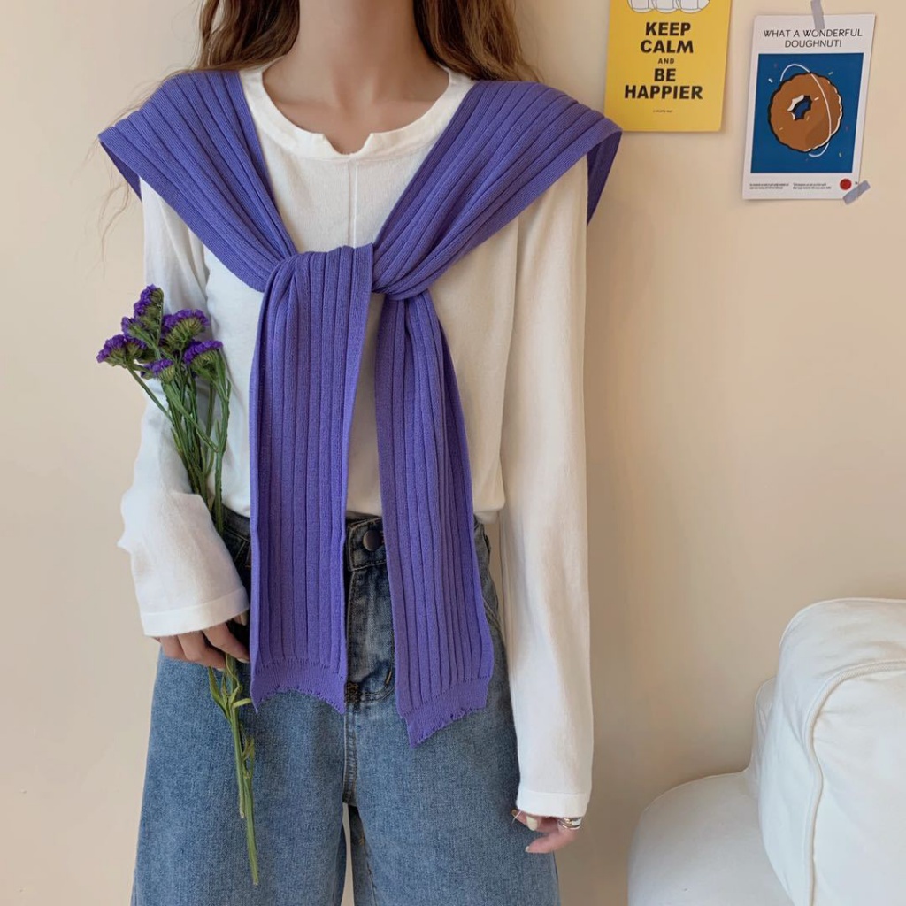 【Fation】Khăn choàng màu trơn thắt nơ xinh xắn hợp thời trang | BigBuy360 - bigbuy360.vn