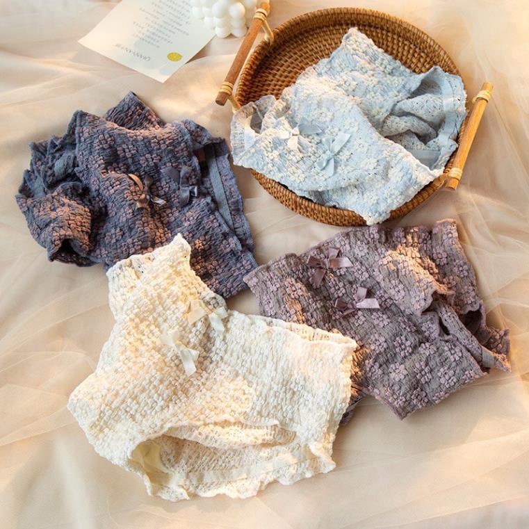 Quần Lót Cotton Thun Tăm Hoa Nổi Co Giãn 3D