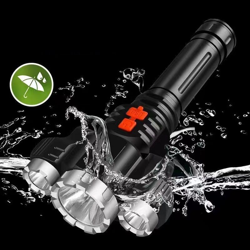 Đèn pin cầm tay siêu sáng 3 bóng led chắc chắn xoay 360 Độ + Pin sạc 18650 cao cấp 6800mAh