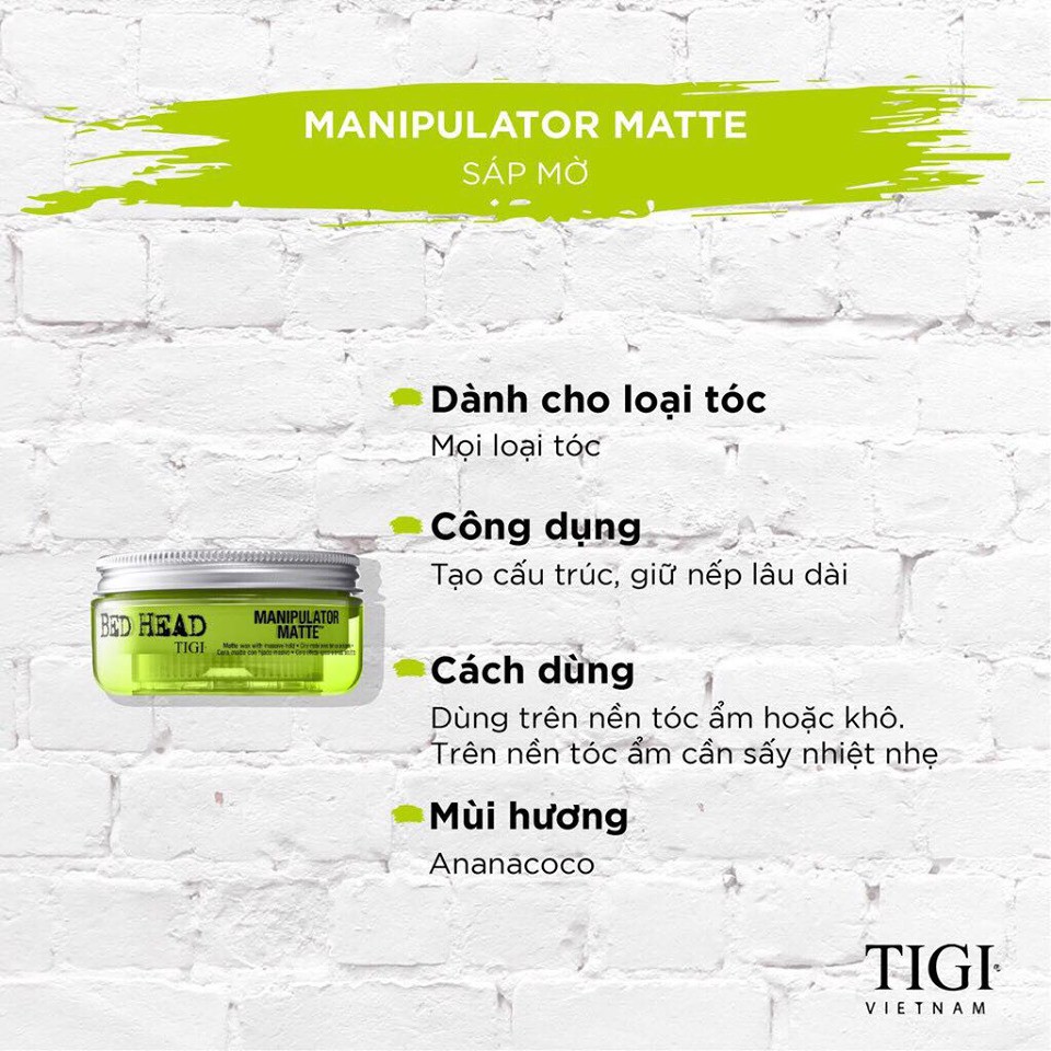 Sáp mờ siêu giữ nếp Tigi Bed Head Manipulator Matte 57ml