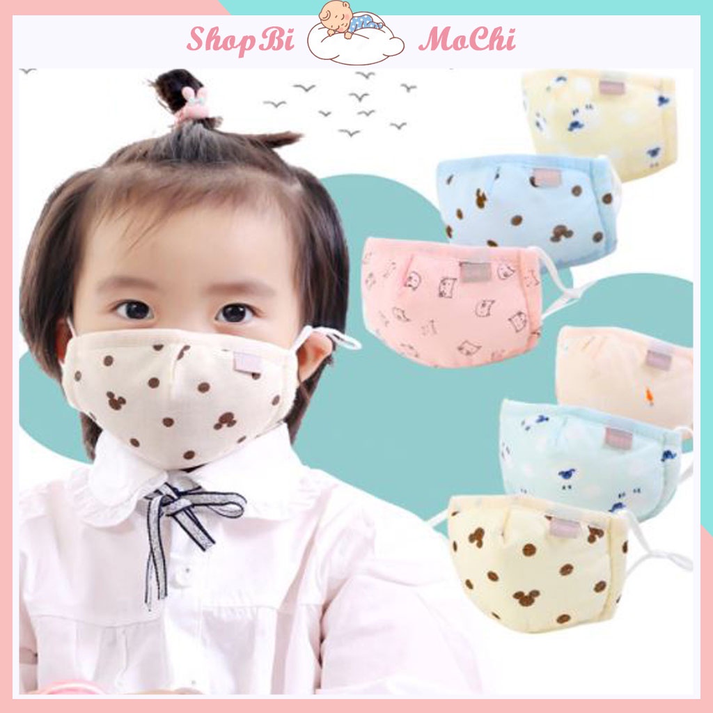 Khẩu trang cho bé 3D xuất hàn với 4 lớp chống bụi có nút chỉnh quai đeo