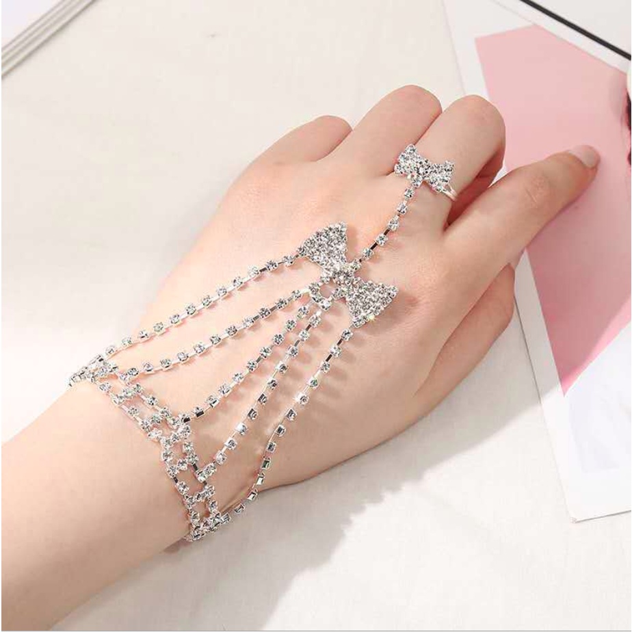 Vòng tay nữ liền nhẫn tự điều chỉnh kích thước mẫu nơ xinh xắn