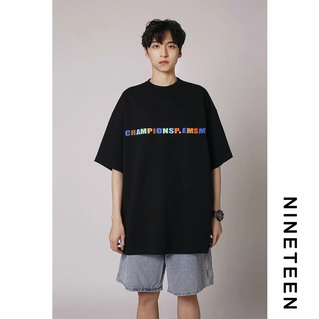 Áo thun ngắn tay  Summer couples are simple and fashionable, all-match British style, easy to match with short sleeve T-shirt  Oversized short sleeve T-shirt  size  S-5XL