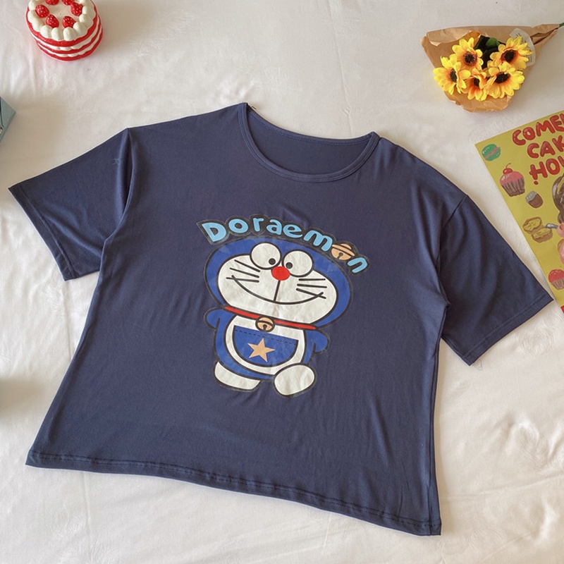 Bộ Đồ Ngủ Hai Mảnh Thoáng Khí In Họa Tiết Hoạt Hình Dễ Thương Cho Nữ