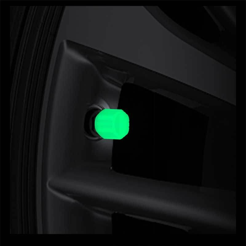 Set 1 / 4 Nắp Van Lốp Xe Hơi / Xe Máy Chống Bụi Màu Xanh Lá Dạ Quang Thông Dụng