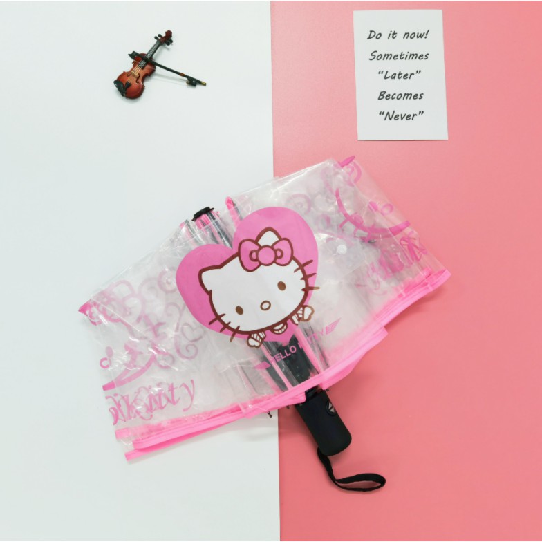 Dù trong suốt chống tia UV in hình hello kitty bảo vệ cho học sinh