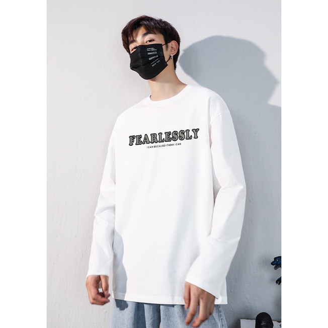 Áop Nỉ Cổ Tròn Dài Tay Phối Chữ FEARLESLY Phong Cách, Nỉ Ngoại Dày Dặn Siêu Mềm Mịn Thời Tráng GAREM Trẻ Trung