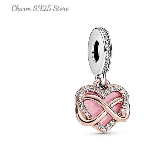 charm pan treo tim hồng bạc s925 cao cấp