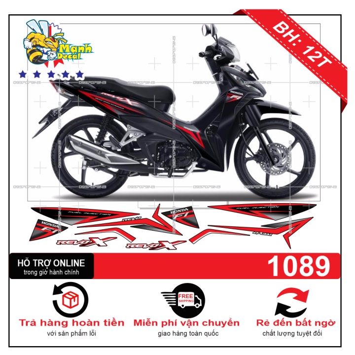 (FREE SHIP) Tem xe wave RSX mẫu zin đỏ đen [Mạnh Decal]