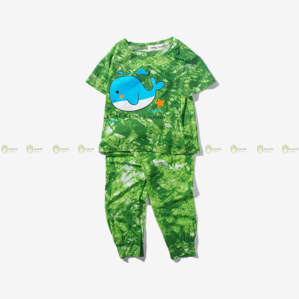 Bộ Dài Tay Cho Bé Trai, Bé Gái Vải Thun Lạnh Minky Mom Hoạ Tiết  Loang Tye Dye, Đồ Bộ Dài Tay Cho Bé Mặc Nhà MKMTD2203