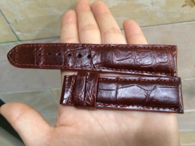 Dây Đồng Hồ Da Cá Sấu Size 18-20-22-24 Nâu Đỏ