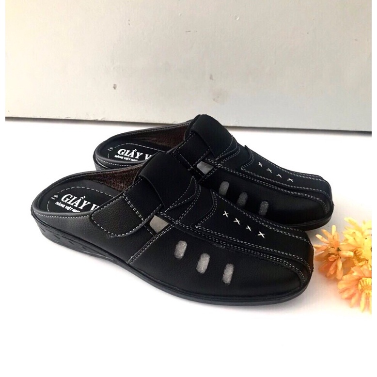 Giày sapo nam mẫu mới_da mềm_kiểu dáng đẹp_màu đen_có lổ thoáng mát