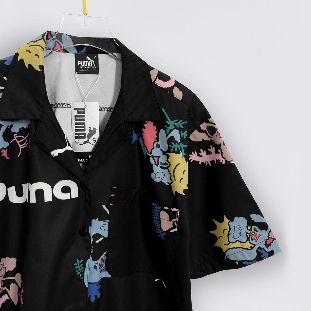 Áo Sơ Mi Tay Lỡ Pu.ma Hàng Xuất Xịn, Chất Vải Thoáng Mát