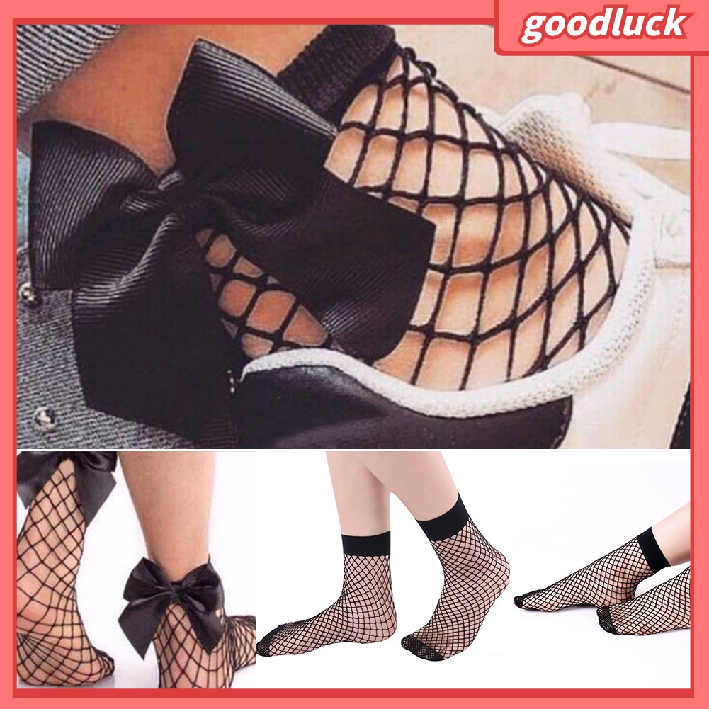 Đôi Tất Lưới Màu Trơn Trang Trí Ren Xinh Xắn Cho Nữ