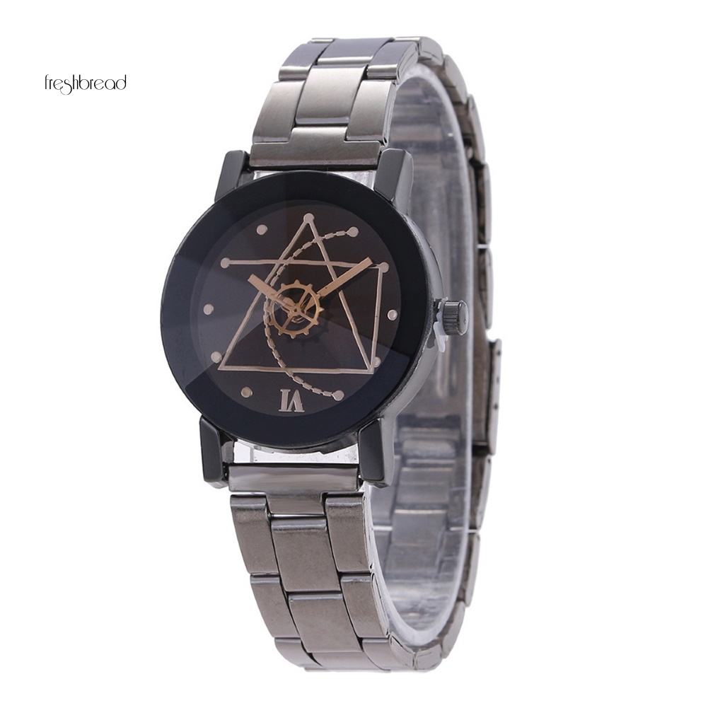 Đồng Hồ Đeo Tay Mặt Tròn Dây Thép Không Gỉ Cho Cặp Đôi