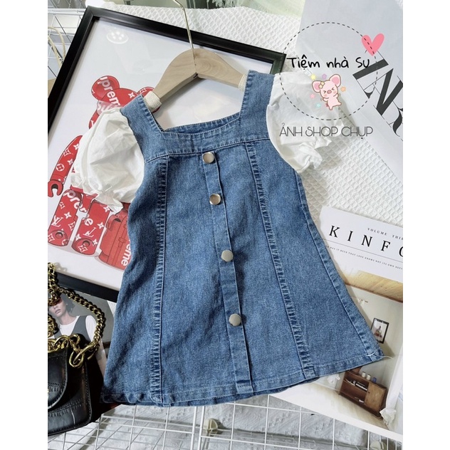 [SALE BỎ MẪU] - Váy bé gái - Váy Jean cho bé gái, phối tay bồng cực xinh. (08-18kg) - TIỆM NHÀ SU
