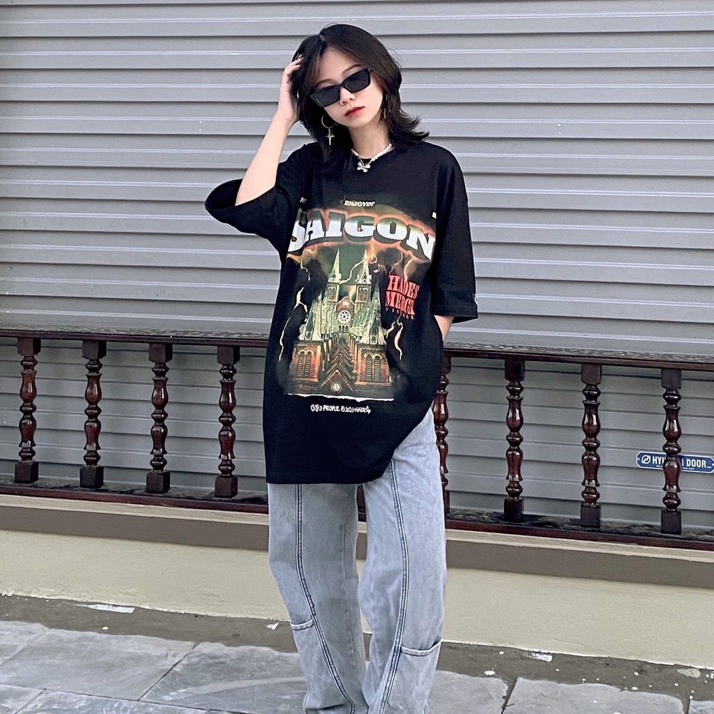 Áo thun trơn tay lỡ HADES SAI GON phông Unisex form rộng oversize Ulzzang - Gin Store