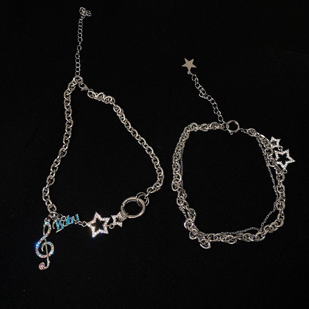 Vòng cổ Hai Lớp Mặt Ngôi Sao Hình Học Đơn Giản Phong Cách Hàn Quốc