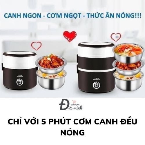Hộp cơm cắm điện  Tiện lợi có lõi hâm nóng thức ăn nhanh cho dân văn phòng, dân phượt