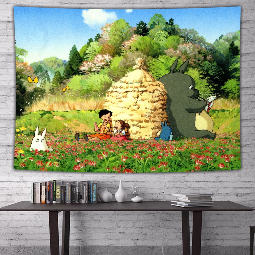 Thảm Treo Tường Họa Tiết Hoạt Hình Hàng Xóm Của Tôi Là Totoro Phong Cách Nhật Bản