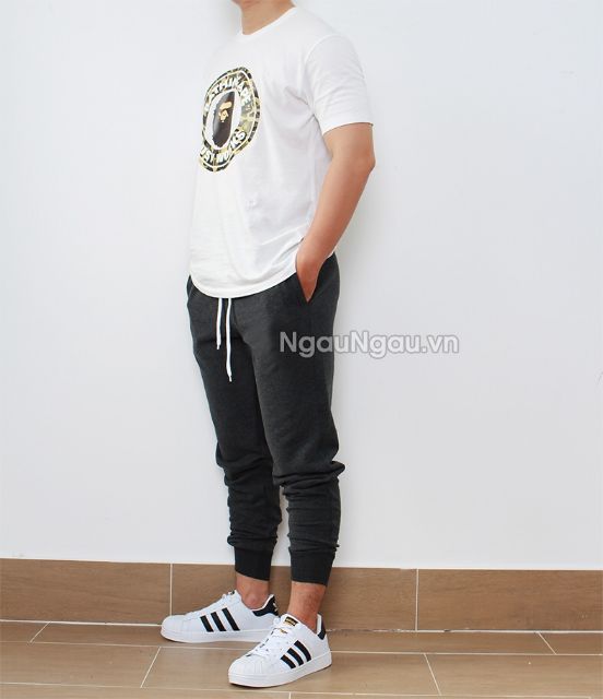 Quần Jogger THUN DA CÁ, 1 màu trơn, form unisex nam nữ mặc được, big size 110kg | BigBuy360 - bigbuy360.vn