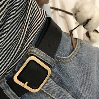 PKN9H1009 THẮT LƯNG NỮ ULZZANG MẶT VUÔNG CÁ TÍNH BẢN TO ĐEN PHỤ KIỆN THỜI TRANG