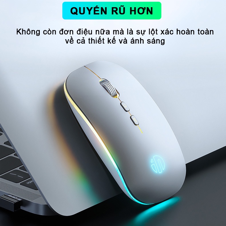 Chuột không dây máy tính bluetooth wireless sạc pin Sidotech M1L bản 2021 silent pin sạc 1 lần dùng 8 tuần có LED
