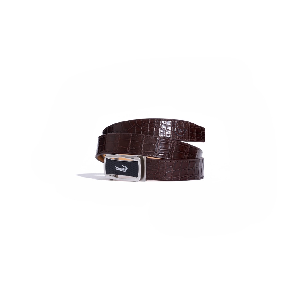 Thắt Lưng Nam Da Cá Sấu Cao Cấp Màu Bạc, Màu Vàng WT Leather GATOR- Bản 3.3cm