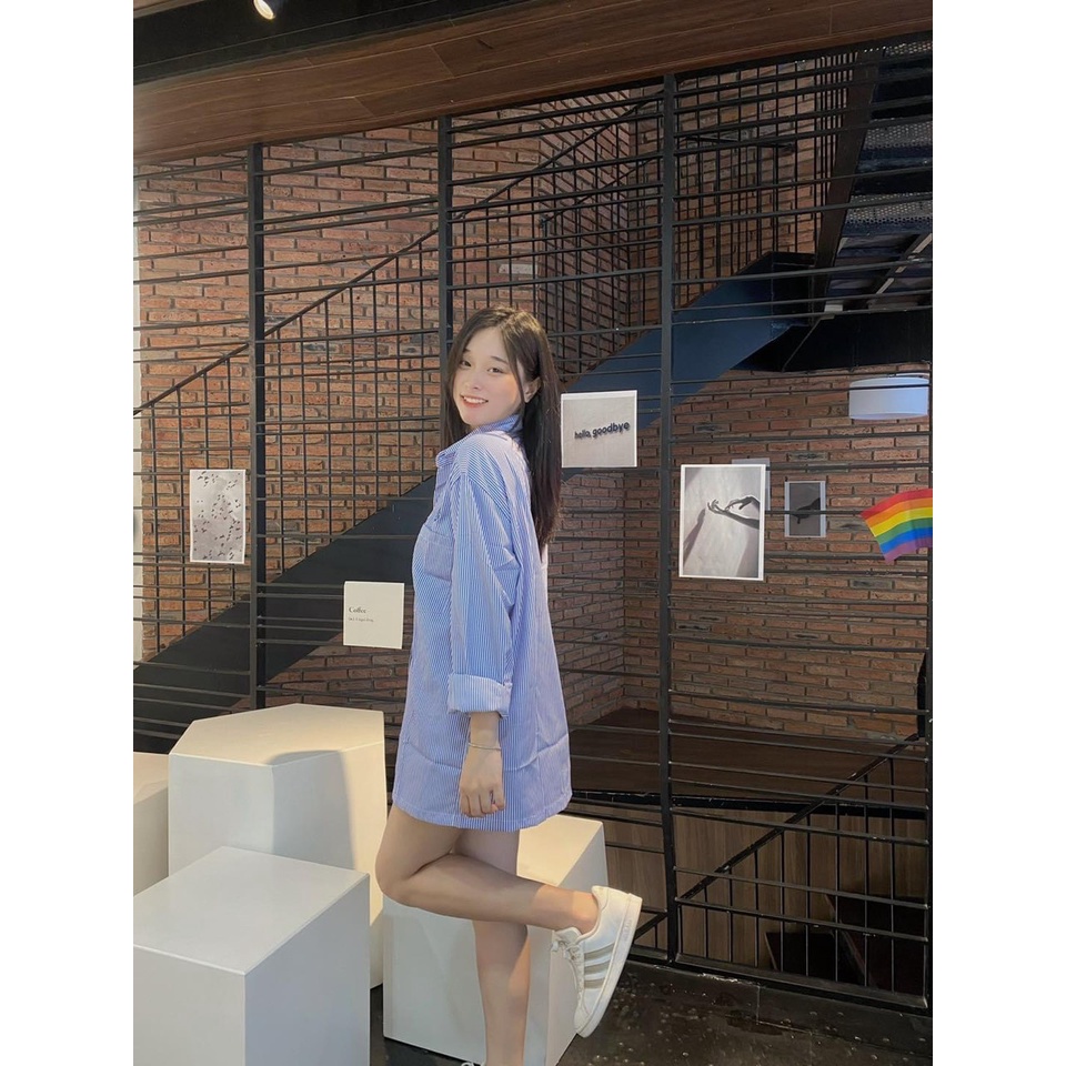 [sẵn] Áo sơ mi Kẻ Mặt cười form rộng Unisex Nam Nữ [ Ảnh Thật ]