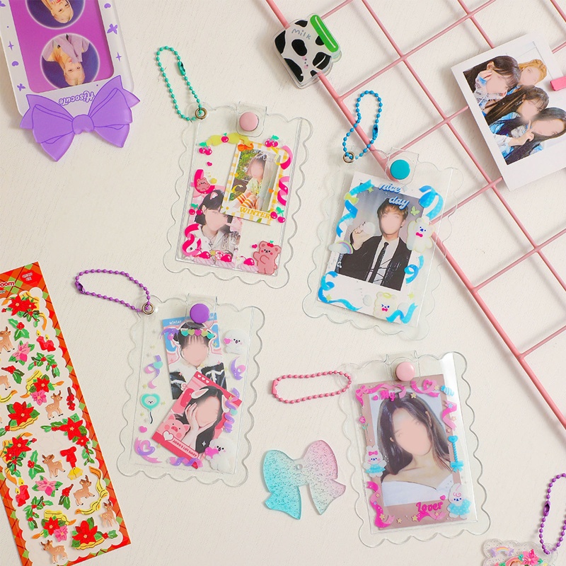 Túi Đựng Thẻ/Ảnh/Ảnh Bằng PVC Họa Tiết Hoạt Hình Dễ Thương Có Móc Khóa Cho Nữ