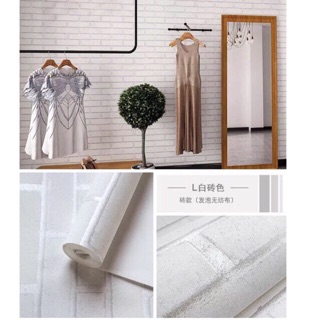10m giấy dán tường gạch trắng keo sẵn khổ 45cm