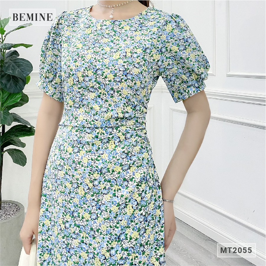 Đâm hoa tay bồng xếp ly eo BEMINE MT2055XANH | BigBuy360 - bigbuy360.vn