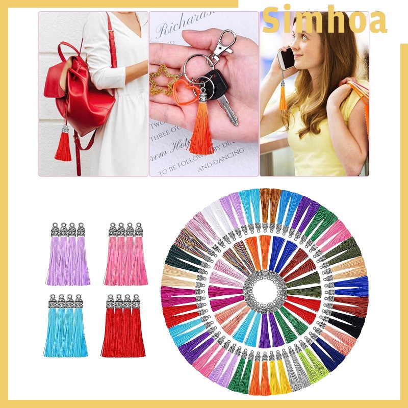 [SIMHOA]100 PCS Bulk Tassel Pendant for DIY Keychain Purse Earrings Making Supplies