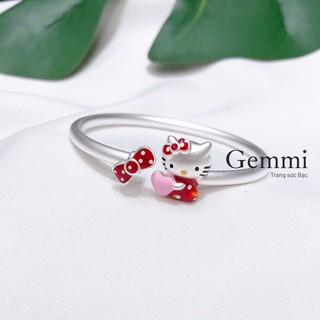   Bạc 999 đặc ruột  Vòng bạc cao cấp cho bé gái - Vòng Bạc hình Hello Kitty hàng xuất Châu Âu 