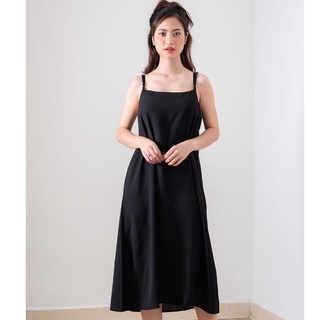 Đầm 2 dây, đầm xuông - chất đũi lụa trơn basic nữ 🌸🌸🌸 Ảnh và video thật