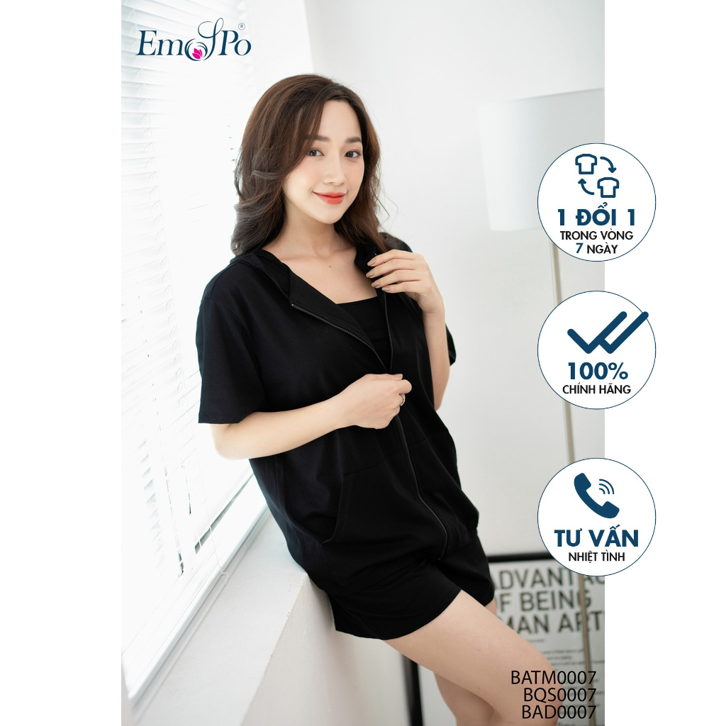 Bộ thể thao nữ 3 món áo dây, quần sooc, áo khoác ngắn tay Emspo BATM0007