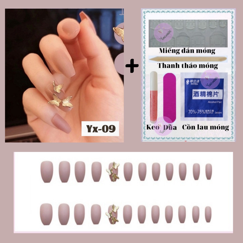 Móng tay giả đính đá kèm keo dài nhọn YOU NAILS (Yx-09)