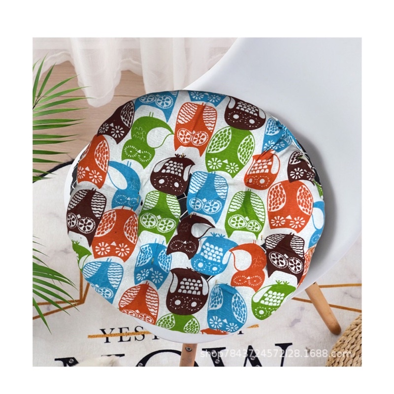 Đệm Ngồi Bệt Tròn Size 40 Cm, Họa Tiết Xinh Xắn Êm Mềm Đàn Hồi