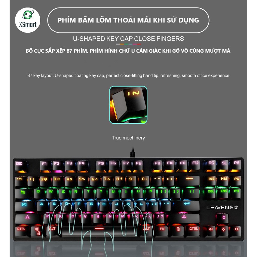 X-ONE SHOP Bàn Phím Cơ K2 PRO Crack Với 10 Chế Độ LED Khác Nhau, Keyboard Blue Switch Cho Máy Tính, Laptop, PC - XSmart