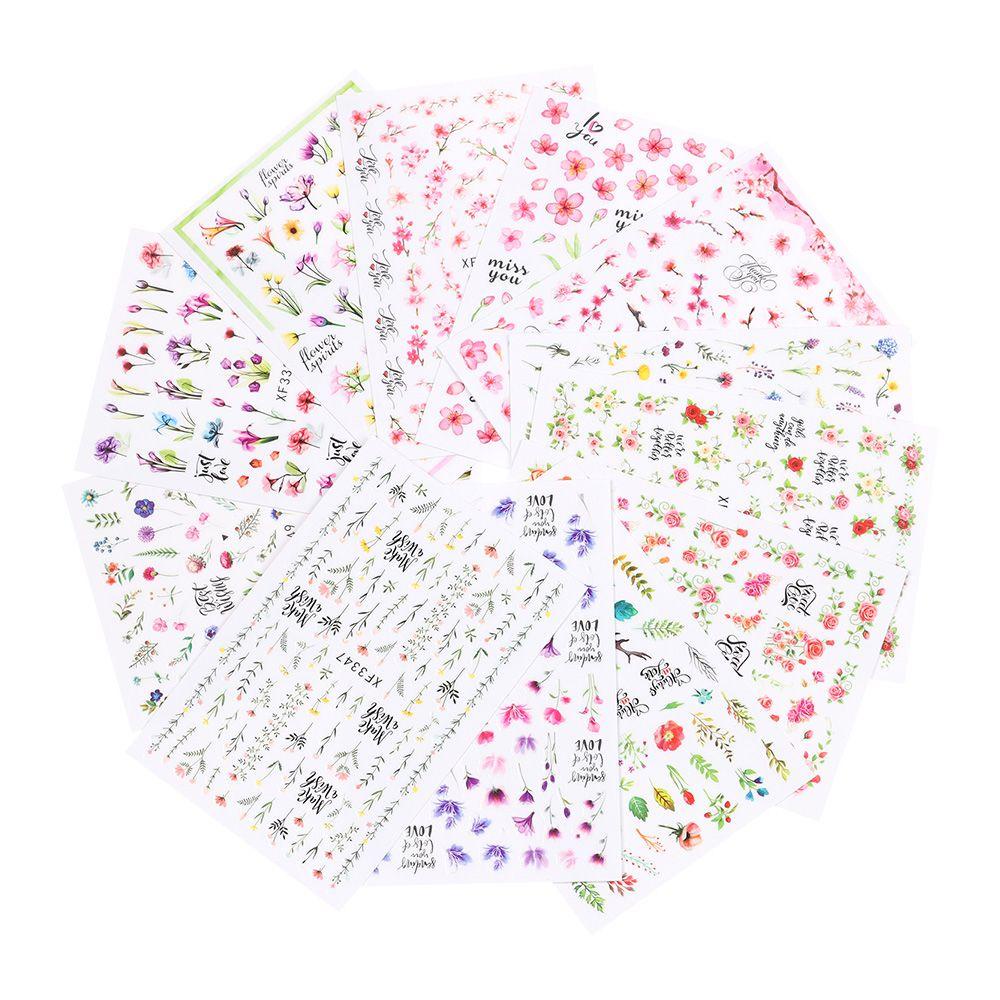 Miếng Dán Móng Tay Hình Hoa Hồng 3D Lấp Lánh Chống Nước