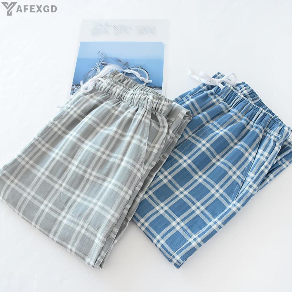 Quần Ngủ Dài Lưng Thun Ống Rộng Kẻ Sọc Caro Thoải Mái Thời Trang Mùa Hè Cho Nam