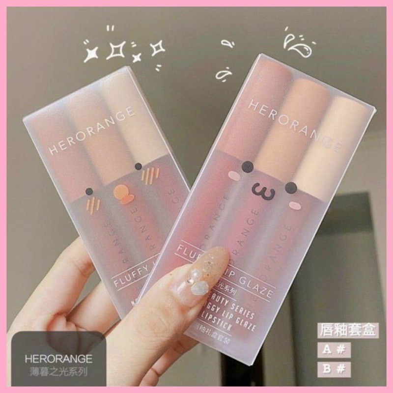 Sét 3 cây son kem lì Hero Orange nội địa Trung