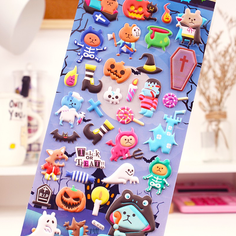 Sticker Dán Trang Trí Halloween Hình Quả Bí Ngô Hoạt Hình Đáng Yêu Cho Bé