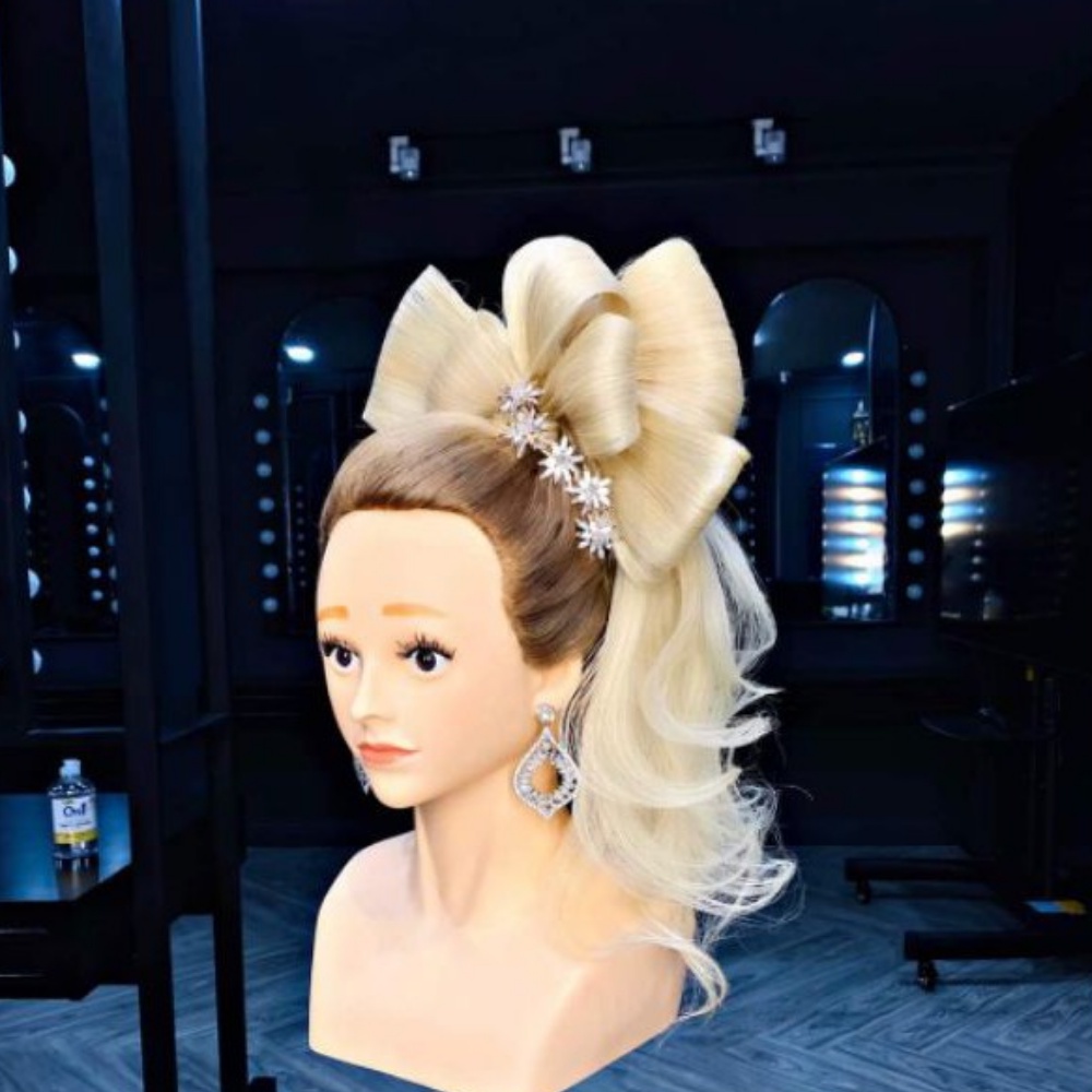 Đầu manocanh học tóc trang điểm - Đầu ken tóc thật, dày, óng mượt