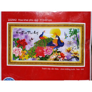 Tranh thêu hoa khai phú quý 222942
