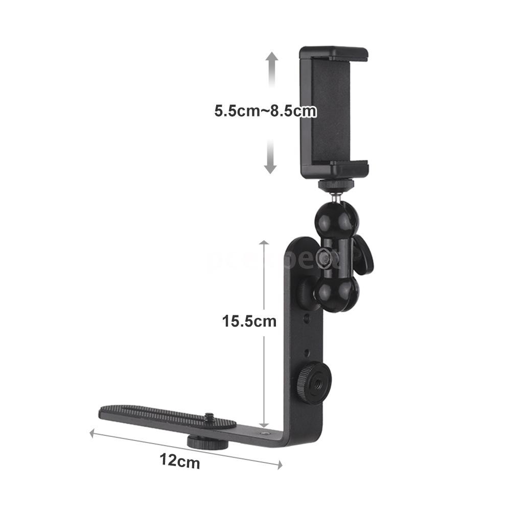 PCER◆ Vertical L-Shape Bracket Camera Stand + Flexible Smartphone Ballhead Stand + Adjustable Phone