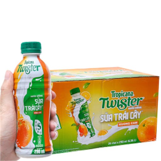 Thùng 24 chai sữa trái cây Twister hương cam 290ml