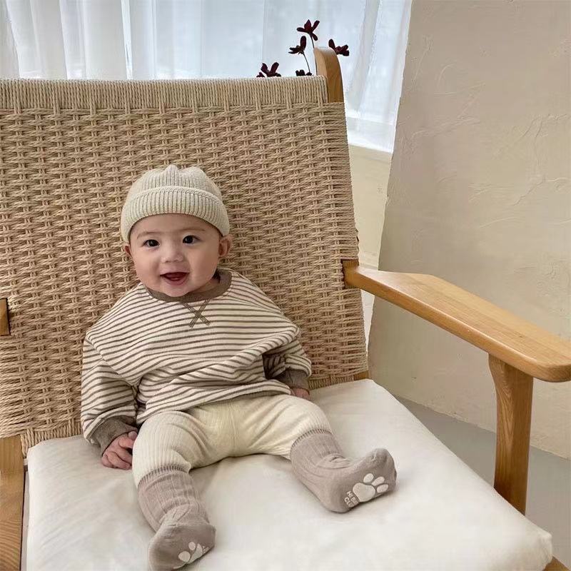 Quần Legging Co Giãn Mềm Mại Họa Tiết Kẻ Sọc Thời Trang Xuân Thu Cho Bé VR7G